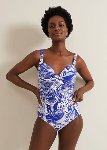 Phase Eight Shell Swirlini Swimwear Blue Australia | KI6815740